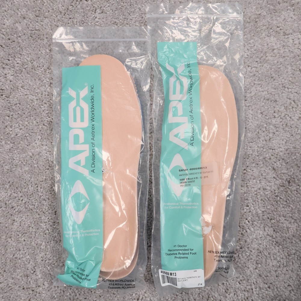 NEW 2‎ Pairs Apex Anatomical Thermothotic Sky Shoe Insoles Diabetic Mens M13